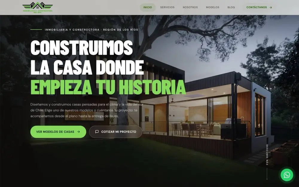 Página de inicio de Constructora R&J