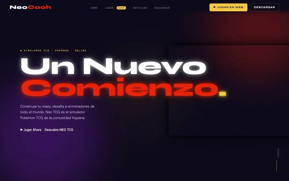 Página de inicio de Neo TCG